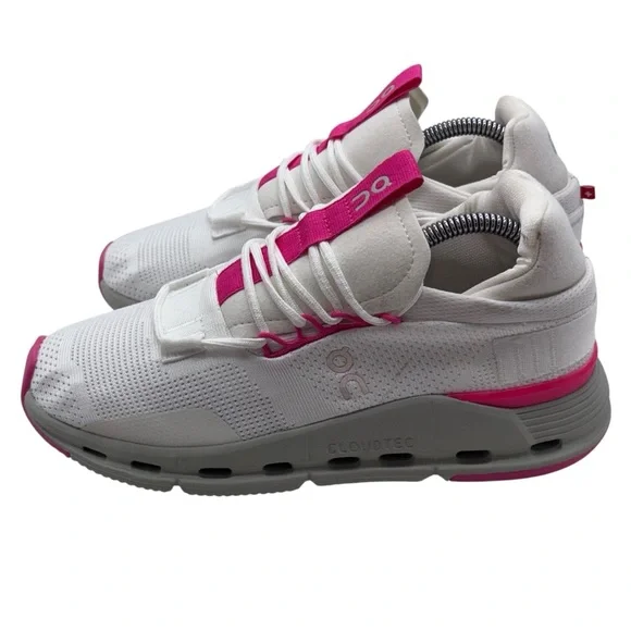 Running shoes White and Pink Sneakers with Streamlined Design Sz 38 - Picture 9 of 13